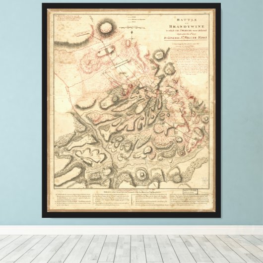 Strijd tegen Brandywine American Revolution Map 17 Canvas Afdruk (Insitu (Houten vloer))