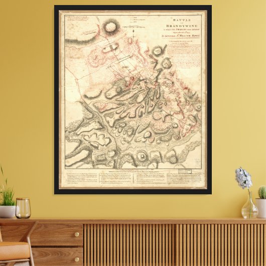 Strijd tegen Brandywine American Revolution Map 17 Canvas Afdruk (Insitu (Woonkamer))