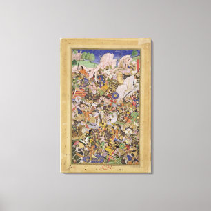 Strijd tegen Bundi uit Akbarnama, c.1590 (gouac) Canvas Afdruk