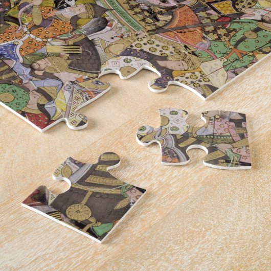 Strijd tegen Bundi uit Akbarnama, c.1590 (gouac) Legpuzzel (Zijkant)