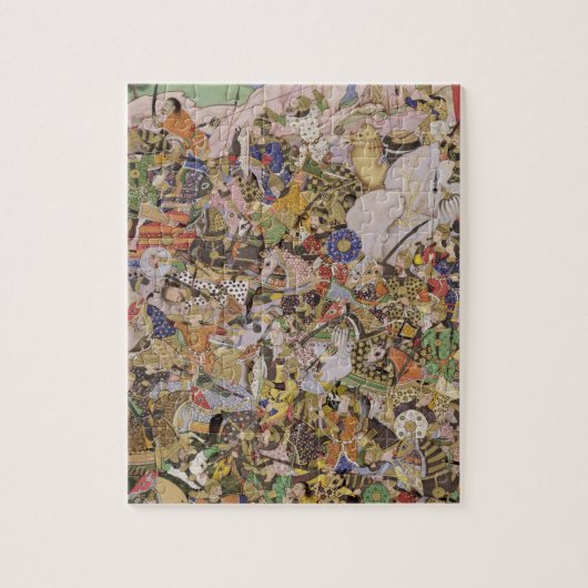 Strijd tegen Bundi uit Akbarnama, c.1590 (gouac) Legpuzzel (Verticaal)