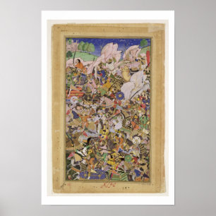 Strijd tegen Bundi uit Akbarnama, c.1590 (gouac) Poster