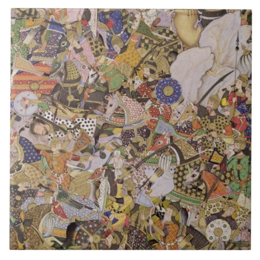 Strijd tegen Bundi uit Akbarnama, c.1590 (gouac) Tegeltje (Voorkant)