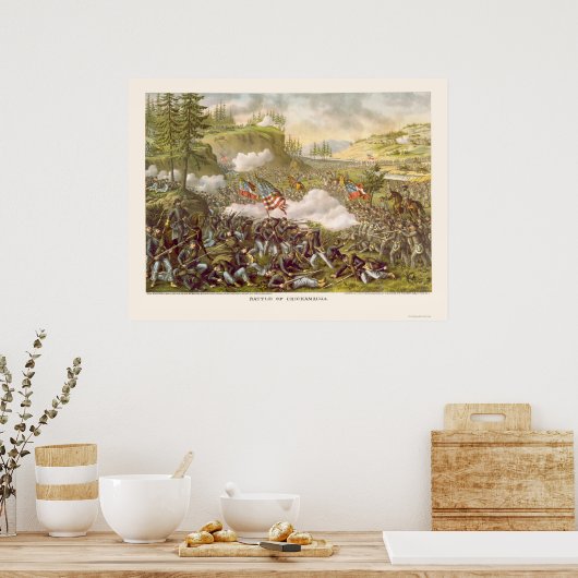 Strijd tegen Chickamauga door Kurz en Allison 1863 Poster (Keuken)