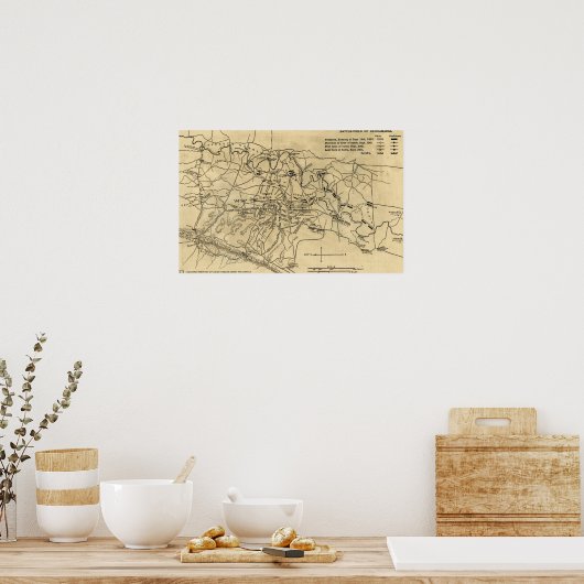 Strijd tegen Chickamauga - Kaart 2 van de burgeroo Poster (Keuken)