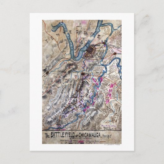 Strijd tegen Chickamauga - Panoramische Kaart voor (Voorkant)