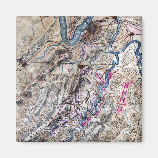 Strijd tegen Chickamauga - Panoramische Kaart voor Magneet (Voorkant)