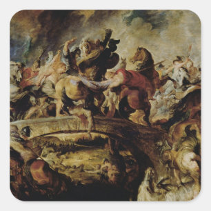 Strijd tegen de Amazons en de Grieken, c.1617 Vierkante Sticker