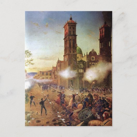Strijd tegen de Mexicaanse geschiedenis van Puebla Briefkaart (Voorkant)