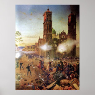 Strijd tegen de Mexicaanse geschiedenis van Puebla Poster