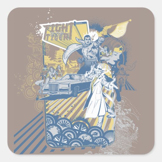 Strijd tegen de tijger vierkante sticker (Voorkant)