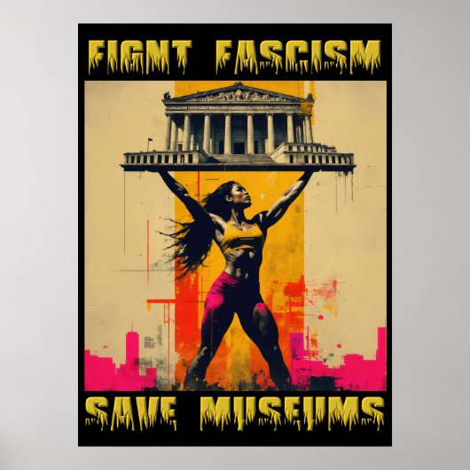 Strijd tegen fascisme en red musea poster (Voorkant)