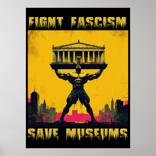 Strijd tegen fascisme en red musea poster (Voorkant)