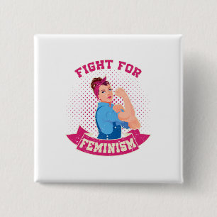 Strijd tegen feminisme Koel voor feministische bew Vierkante Button 5,1 Cm
