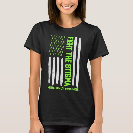 Strijd tegen het stigma van het bewustzijnslint va t-shirt (Voorkant)
