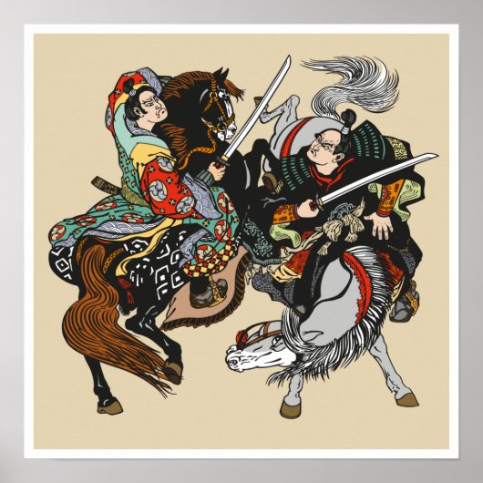 Strijd tegen Japanse samurai-strijders. Grafische Poster (Voorkant)