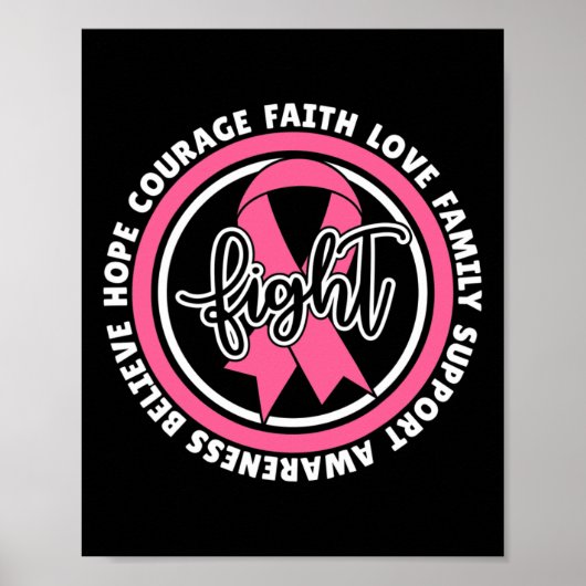 Strijd tegen kanker roze lintstof borstkankerzwell poster (Voorkant)