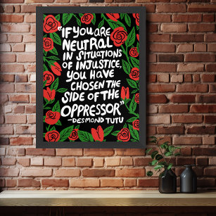 Strijd tegen onrecht Desmond Tutu Quote Palestine  Poster