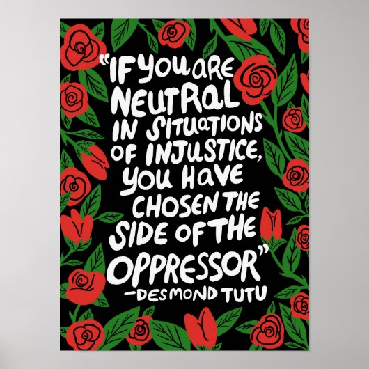 Strijd tegen onrecht Desmond Tutu Quote Palestine  Poster (Voorkant)