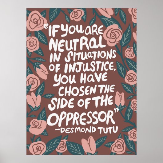 Strijd tegen onrecht Desmond Tutu Quote Poster (Voorkant)
