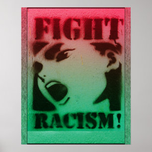 Strijd tegen racisme in rood zwart en groen poster