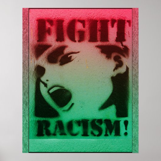 Strijd tegen racisme in rood zwart en groen poster (Voorkant)