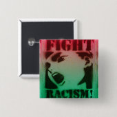 Strijd tegen racisme in rood zwart en groen vierkante button 5,1 cm (Voorkant /achterkant)