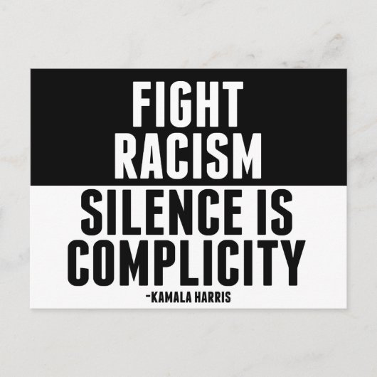 Strijd tegen racisme Stilte is compliciteit Briefkaart (Voorkant)