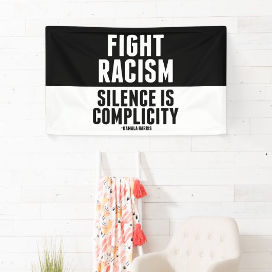 Strijd tegen racisme Stilte is compliciteit Spandoek (Insitu)