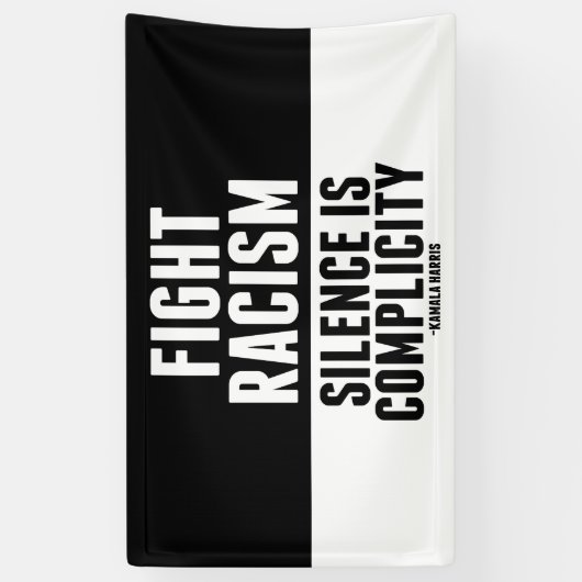 Strijd tegen racisme Stilte is compliciteit Spandoek (Verticaal)