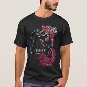 Strijd tegen Rosie de Riveter Rhinestone Breast Ca T-shirt