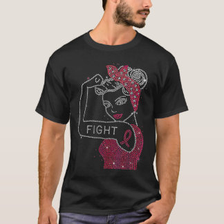Strijd tegen Rosie de Riveter Rhinestone Breast Ca T-shirt