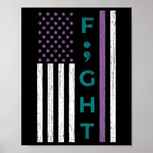 Strijd tegen semicolon vlag Zelfmoordbewustzijn ge Poster (Voorkant)