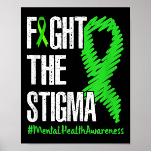 Strijd tegen Stigma Green Ribbon Mental Health Awa Poster