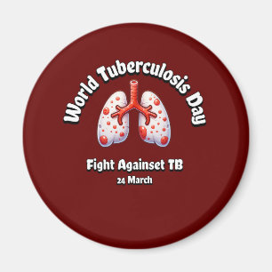 Strijd tegen tbc. Wereld Tuberculose Dag. Magneet