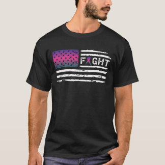 Strijd tegen Thyroid Cancer American Flag  T-shirt