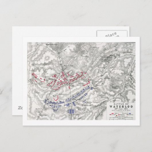 Strijd tegen Waterloo, 18 juni 1815, blad 1st (eng Briefkaart (Voorkant / Achterkant)