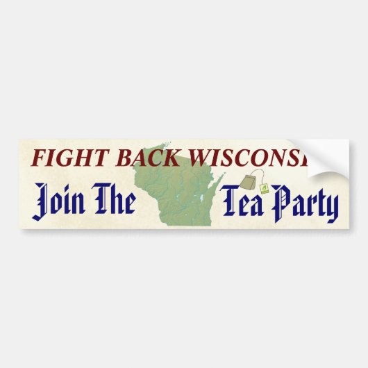 Strijd terug Wisconsin sluit zich aan bij de Tea P Bumpersticker (Voorkant)