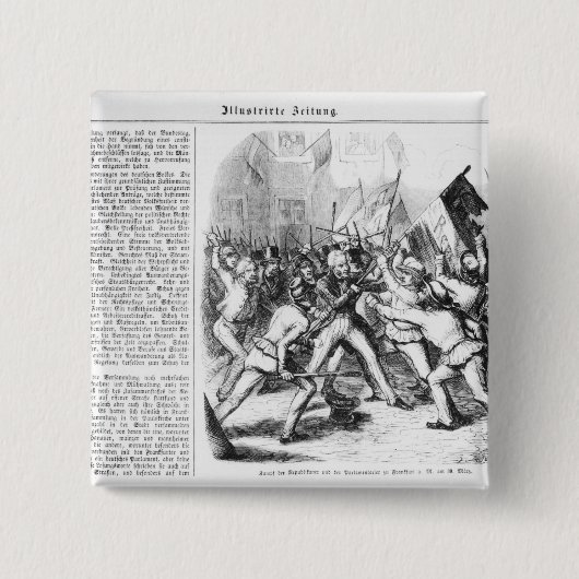 Strijd tussen de Republikeinen en het Parlement Vierkante Button 5,1 Cm (Voorkant)