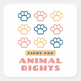 Strijd voor dierenrechten vierkante sticker