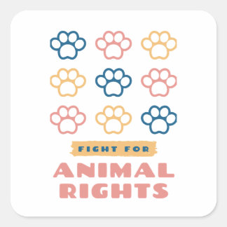 Strijd voor dierenrechten vierkante sticker