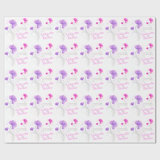 Strijdbloemroze paarse snijrestanten cadeaupapier (Vlak)