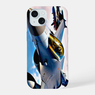 Strijdend straalvliegtuig hoog vliegend iPhone 15 case