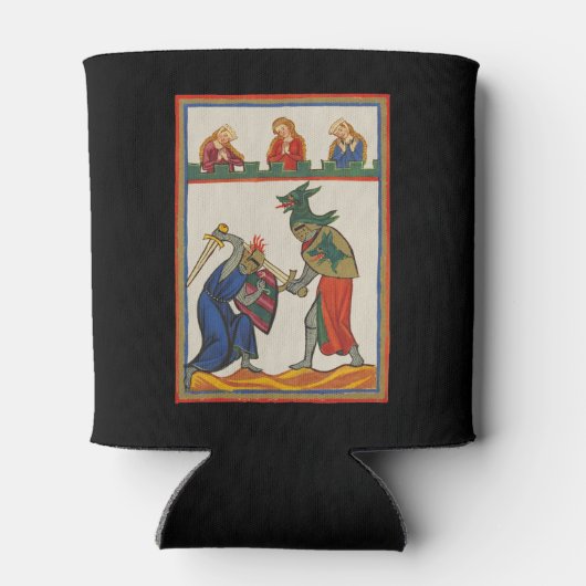 Strijdende ridders op een toernooi, 14e eeuw blikjeskoeler (Achterkant)