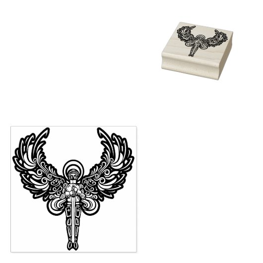 strijder engel kunst stempel (Gestempeld)