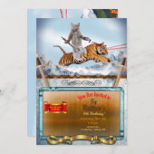 Strijder Kat en Tijger Grappige Uitnodiging (Voorkant / Achterkant)