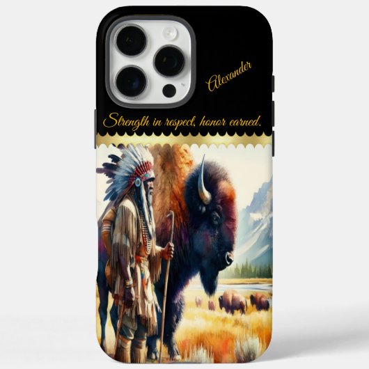 Strijder met bizon. Case-Mate iPhone case (Achterkant)