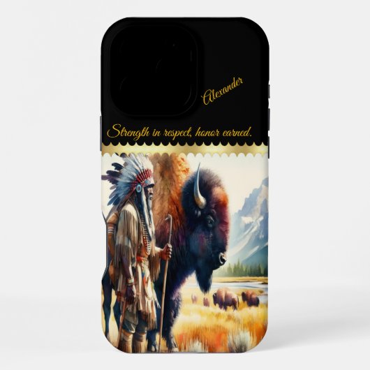 Strijder met bizon. iPhone hoesje (Achterkant)
