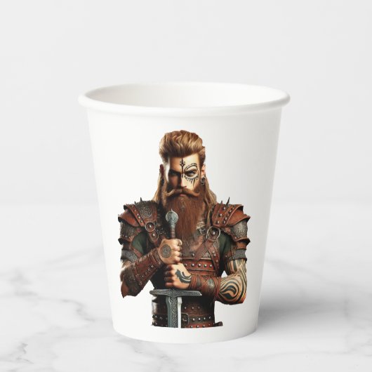 Strijder met zwaard papieren bekers (Voorkant)