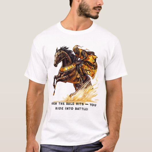 Strijder op paard met offerte wanneer de verkoop j t-shirt (Voorkant)